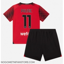 Otroški AC Milan Christian Pulisic #11 Replika nogometni dresi kompleti Domači 2023-24 Kratek Rokav (+ hlače)