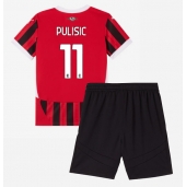 Otroški AC Milan Christian Pulisic #11 Replika nogometni dresi kompleti Domači 2024-25 Kratek Rokav (+ hlače)