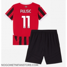 Otroški AC Milan Christian Pulisic #11 Replika nogometni dresi kompleti Domači 2024-25 Kratek Rokav (+ hlače)