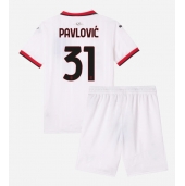 Otroški AC Milan Strahinja Pavlovic #31 Replika nogometni dresi kompleti Gostujoči 2024-25 Kratek Rokav (+ hlače)