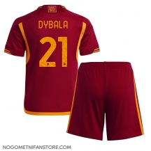 Otroški AS Roma Paulo Dybala #21 Replika nogometni dresi kompleti Domači 2023-24 Kratek Rokav (+ hlače)