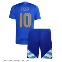 Otroški Argentina Lionel Messi #10 Replika nogometni dresi kompleti Gostujoči Copa America 2024 Kratek Rokav (+ hlače)