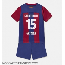 Otroški Barcelona Andreas Christensen #15 Replika nogometni dresi kompleti Domači 2023-24 Kratek Rokav (+ hlače)