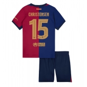 Otroški Barcelona Andreas Christensen #15 Replika nogometni dresi kompleti Domači 2024-25 Kratek Rokav (+ hlače)