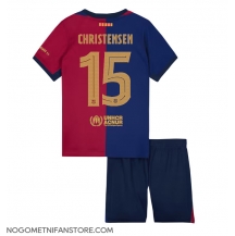 Otroški Barcelona Andreas Christensen #15 Replika nogometni dresi kompleti Domači 2024-25 Kratek Rokav (+ hlače)