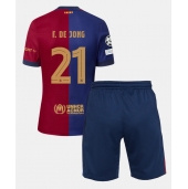 Otroški Barcelona Frenkie de Jong #21 Replika nogometni dresi kompleti Domači 2024-25 Kratek Rokav (+ hlače)