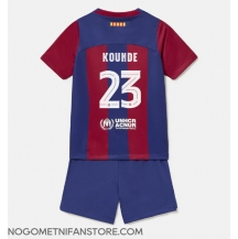 Otroški Barcelona Jules Kounde #23 Replika nogometni dresi kompleti Domači 2023-24 Kratek Rokav (+ hlače)