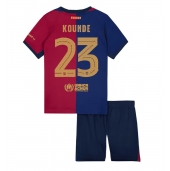 Otroški Barcelona Jules Kounde #23 Replika nogometni dresi kompleti Domači 2024-25 Kratek Rokav (+ hlače)