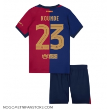 Otroški Barcelona Jules Kounde #23 Replika nogometni dresi kompleti Domači 2024-25 Kratek Rokav (+ hlače)