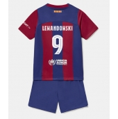 Otroški Barcelona Robert Lewandowski #9 Replika nogometni dresi kompleti Domači 2023-24 Kratek Rokav (+ hlače)