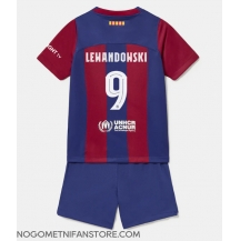 Otroški Barcelona Robert Lewandowski #9 Replika nogometni dresi kompleti Domači 2023-24 Kratek Rokav (+ hlače)