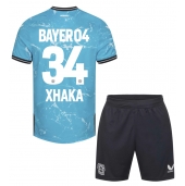 Otroški Bayer Leverkusen Granit Xhaka #34 Replika nogometni dresi kompleti Tretji 2023-24 Kratek Rokav (+ hlače)