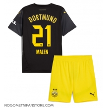 Otroški Borussia Dortmund Donyell Malen #21 Replika nogometni dresi kompleti Gostujoči 2024-25 Kratek Rokav (+ hlače)