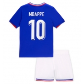 Otroški Francija Kylian Mbappe #10 Replika nogometni dresi kompleti Domači EP 2024 Kratek Rokav (+ hlače)