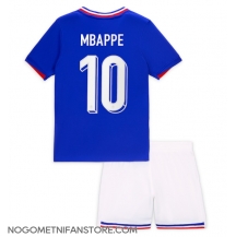 Otroški Francija Kylian Mbappe #10 Replika nogometni dresi kompleti Domači EP 2024 Kratek Rokav (+ hlače)