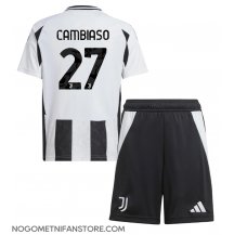 Otroški Juventus Andrea Cambiaso #27 Replika nogometni dresi kompleti Domači 2024-25 Kratek Rokav (+ hlače)