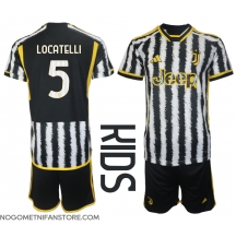 Otroški Juventus Manuel Locatelli #5 Replika nogometni dresi kompleti Domači 2023-24 Kratek Rokav (+ hlače)