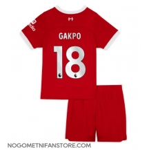 Otroški Liverpool Cody Gakpo #18 Replika nogometni dresi kompleti Domači 2023-24 Kratek Rokav (+ hlače)