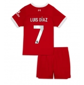 Otroški Liverpool Luis Diaz #7 Replika nogometni dresi kompleti Domači 2023-24 Kratek Rokav (+ hlače)