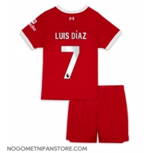 Otroški Liverpool Luis Diaz #7 Replika nogometni dresi kompleti Domači 2023-24 Kratek Rokav (+ hlače)