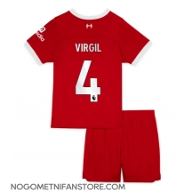 Otroški Liverpool Virgil van Dijk #4 Replika nogometni dresi kompleti Domači 2023-24 Kratek Rokav (+ hlače)