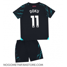 Otroški Manchester City Jeremy Doku #11 Replika nogometni dresi kompleti Tretji 2023-24 Kratek Rokav (+ hlače)