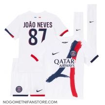 Otroški Paris Saint-Germain Joao Neves #87 Replika nogometni dresi kompleti Gostujoči 2024-25 Kratek Rokav (+ hlače)