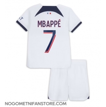 Otroški Paris Saint-Germain Kylian Mbappe #7 Replika nogometni dresi kompleti Gostujoči 2023-24 Kratek Rokav (+ hlače)