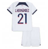 Otroški Paris Saint-Germain Lucas Hernandez #21 Replika nogometni dresi kompleti Gostujoči 2023-24 Kratek Rokav (+ hlače)