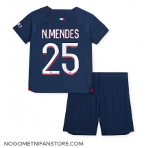 Otroški Paris Saint-Germain Nuno Mendes #25 Replika nogometni dresi kompleti Domači 2023-24 Kratek Rokav (+ hlače)