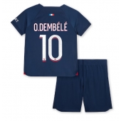 Otroški Paris Saint-Germain Ousmane Dembele #10 Replika nogometni dresi kompleti Domači 2023-24 Kratek Rokav (+ hlače)