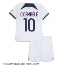 Otroški Paris Saint-Germain Ousmane Dembele #10 Replika nogometni dresi kompleti Gostujoči 2023-24 Kratek Rokav (+ hlače)